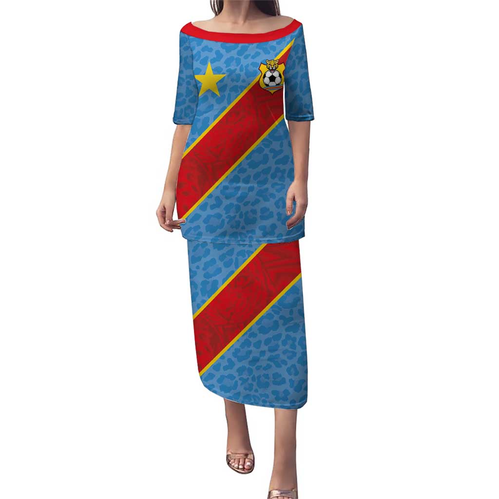 Custom DR Congo National Football Family Matching Puletasi and Hawaiian Shirt Leopards Power - Wonder Print Shop