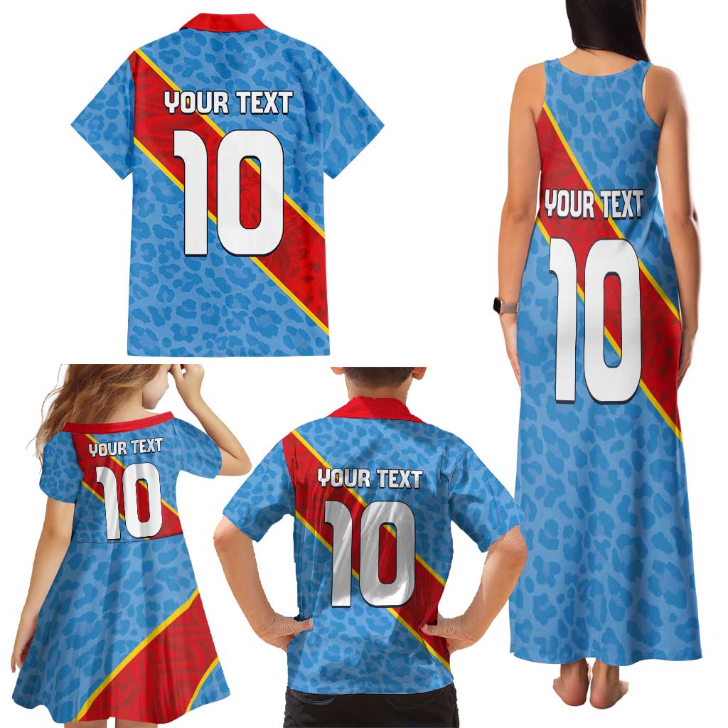 Custom DR Congo National Football Family Matching Tank Maxi Dress and Hawaiian Shirt Leopards Power - Wonder Print Shop
