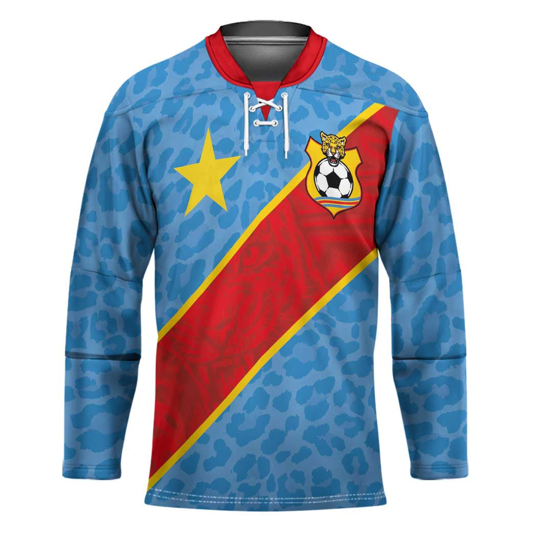 Custom DR Congo National Football Hockey Jersey Leopards Power - Wonder Print Shop