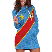 Custom DR Congo National Football Hoodie Dress Leopards Power - Wonder Print Shop