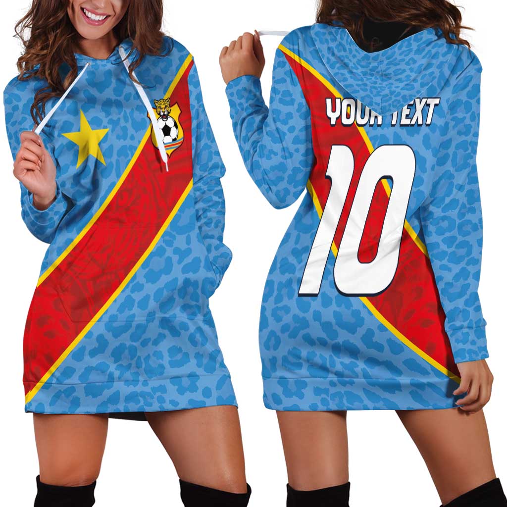 Custom DR Congo National Football Hoodie Dress Leopards Power - Wonder Print Shop