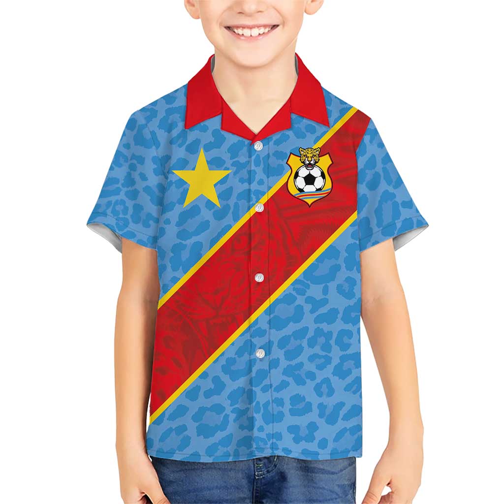 Custom DR Congo National Football Kid Hawaiian Shirt Leopards Power - Wonder Print Shop