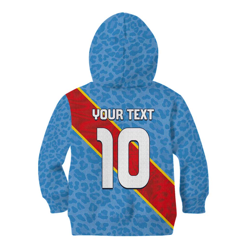 Custom DR Congo National Football Kid Hoodie Leopards Power - Wonder Print Shop