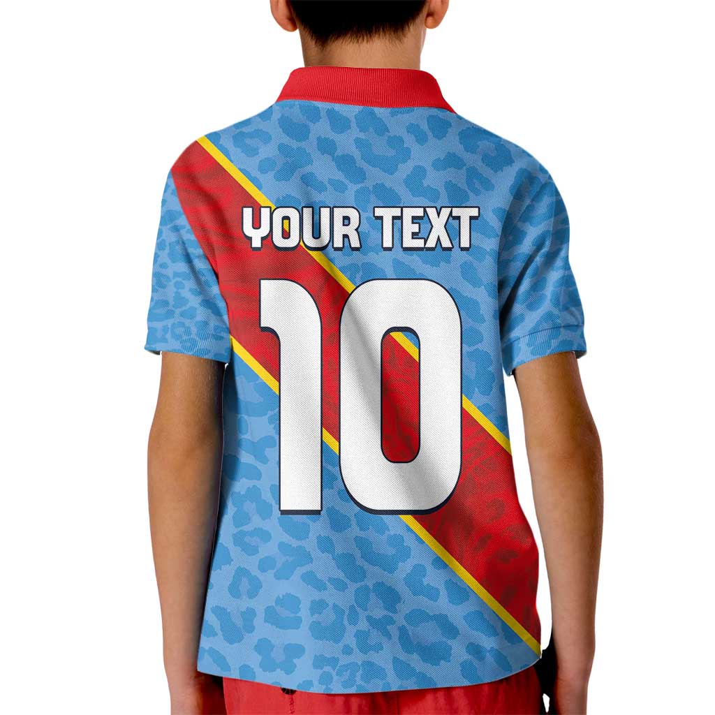 Custom DR Congo National Football Kid Polo Shirt Leopards Power - Wonder Print Shop
