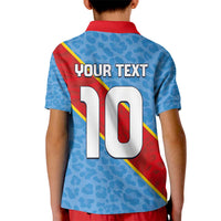 Custom DR Congo National Football Kid Polo Shirt Leopards Power - Wonder Print Shop