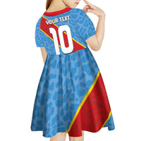 Custom DR Congo National Football Kid Short Sleeve Dress Leopards Power - Wonder Print Shop
