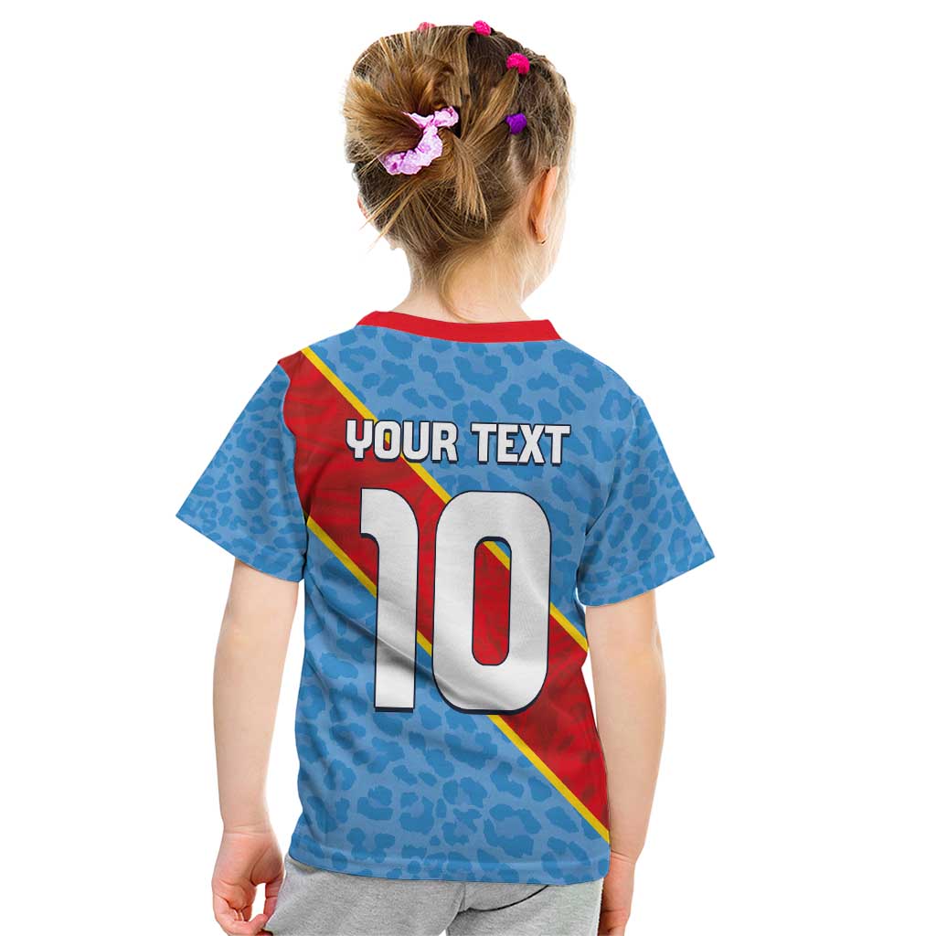 Custom DR Congo National Football Kid T Shirt Leopards Power - Wonder Print Shop