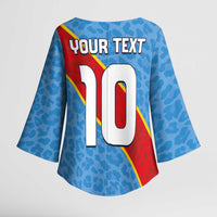 Custom DR Congo National Football Kimono Sleeve Blouse Leopards Power - Wonder Print Shop