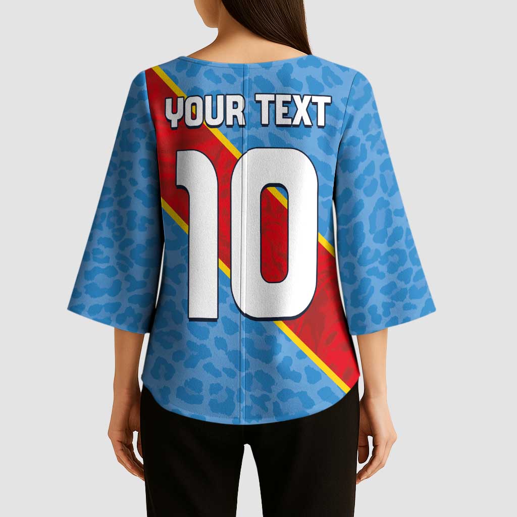 Custom DR Congo National Football Kimono Sleeve Blouse Leopards Power - Wonder Print Shop