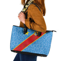 DR Congo National Football Leather Tote Bag Leopards Power - Wonder Print Shop