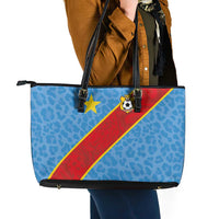 DR Congo National Football Leather Tote Bag Leopards Power - Wonder Print Shop