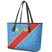 DR Congo National Football Leather Tote Bag Leopards Power - Wonder Print Shop
