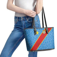 DR Congo National Football Leather Tote Bag Leopards Power - Wonder Print Shop