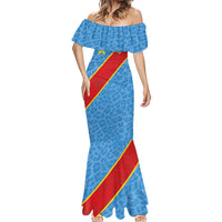 Custom DR Congo National Football Mermaid Dress Leopards Power - Wonder Print Shop