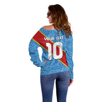 Custom DR Congo National Football Off Shoulder Sweater Leopards Power - Wonder Print Shop