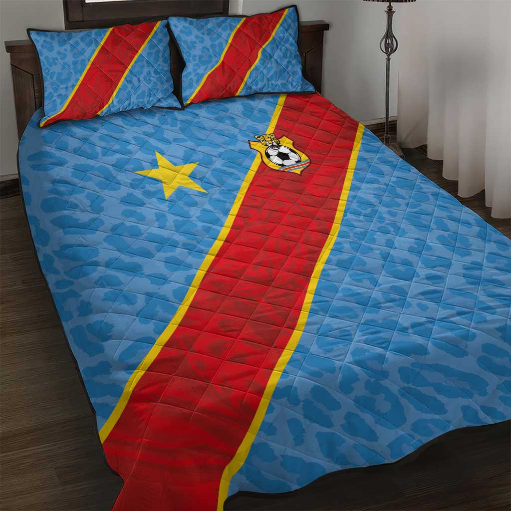 DR Congo National Football Quilt Bed Set Leopards Power - Wonder Print Shop
