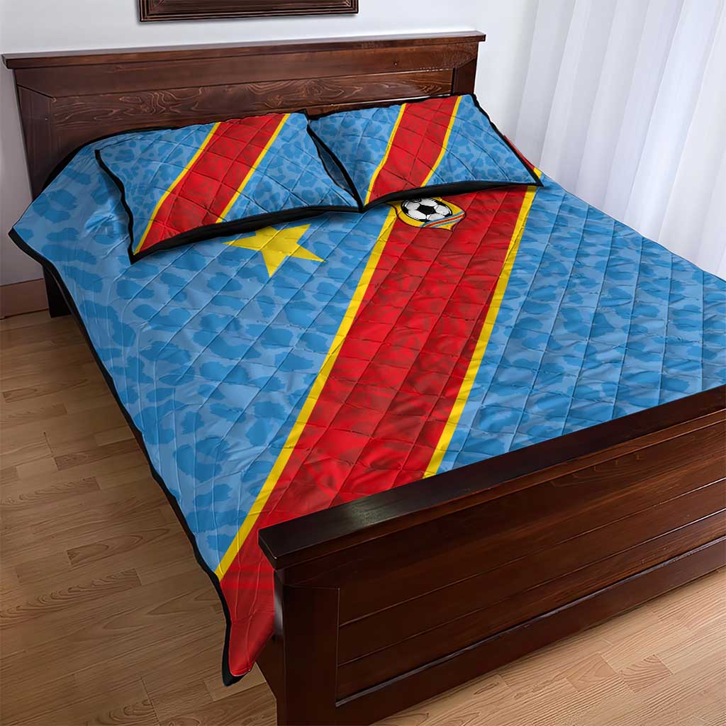 DR Congo National Football Quilt Bed Set Leopards Power - Wonder Print Shop