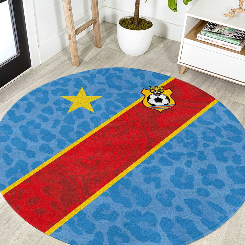 DR Congo National Football Round Carpet Leopards Power - Wonder Print Shop