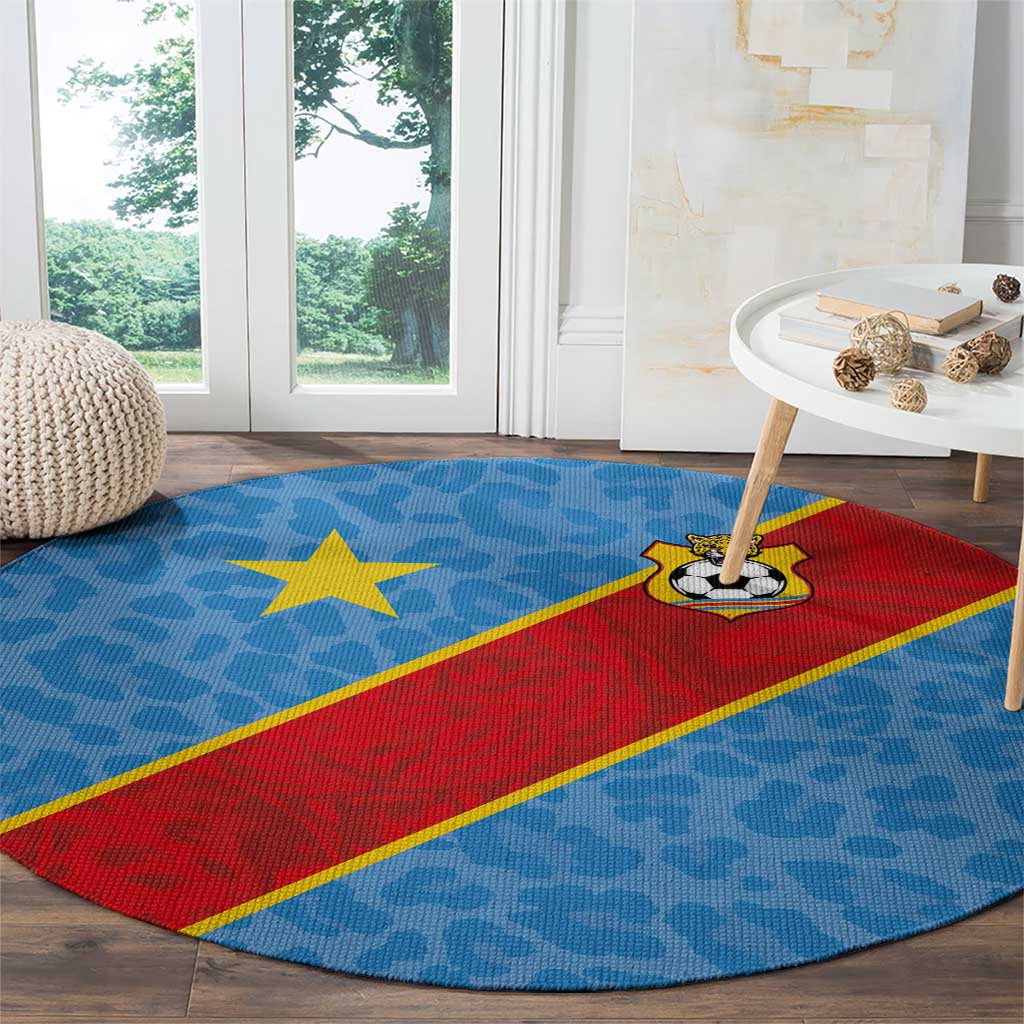 DR Congo National Football Round Carpet Leopards Power - Wonder Print Shop