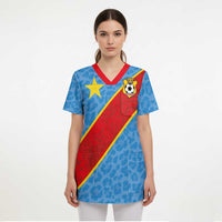 Custom DR Congo National Football Scrub Top Leopards Power - Wonder Print Shop