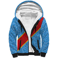 Custom DR Congo National Football Sherpa Hoodie Leopards Power - Wonder Print Shop