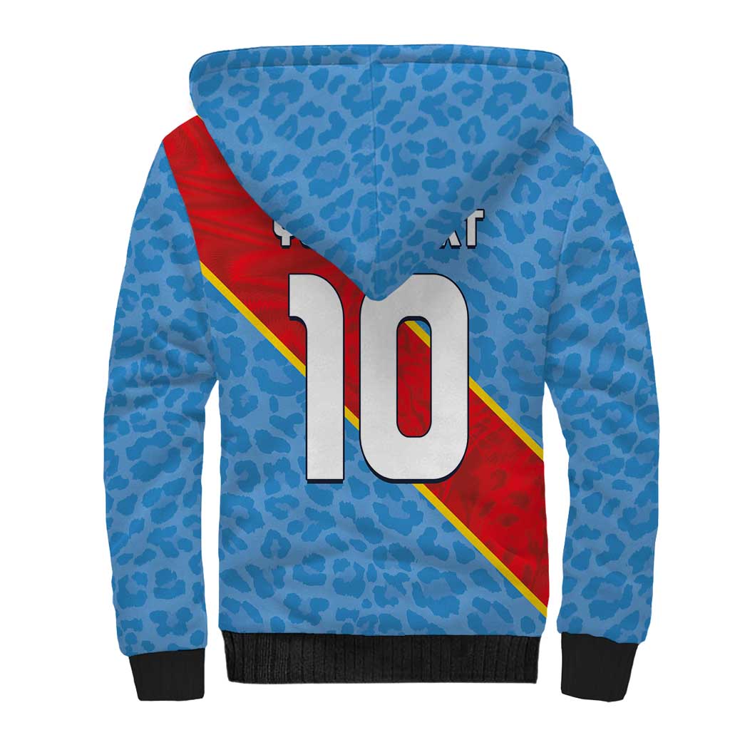 Custom DR Congo National Football Sherpa Hoodie Leopards Power - Wonder Print Shop