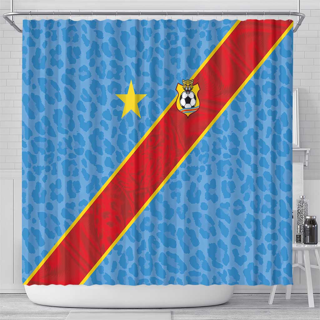 DR Congo National Football Shower Curtain Leopards Power - Wonder Print Shop