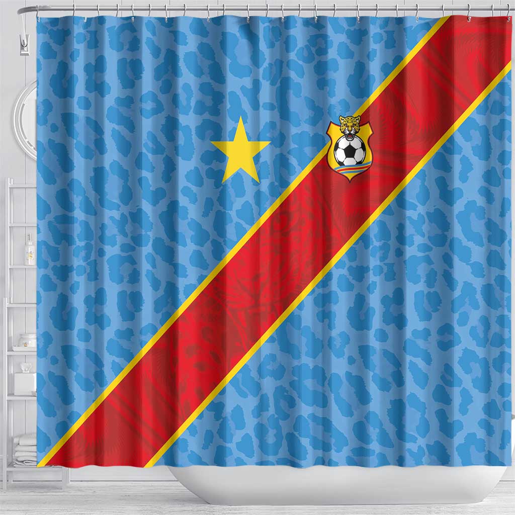 DR Congo National Football Shower Curtain Leopards Power - Wonder Print Shop