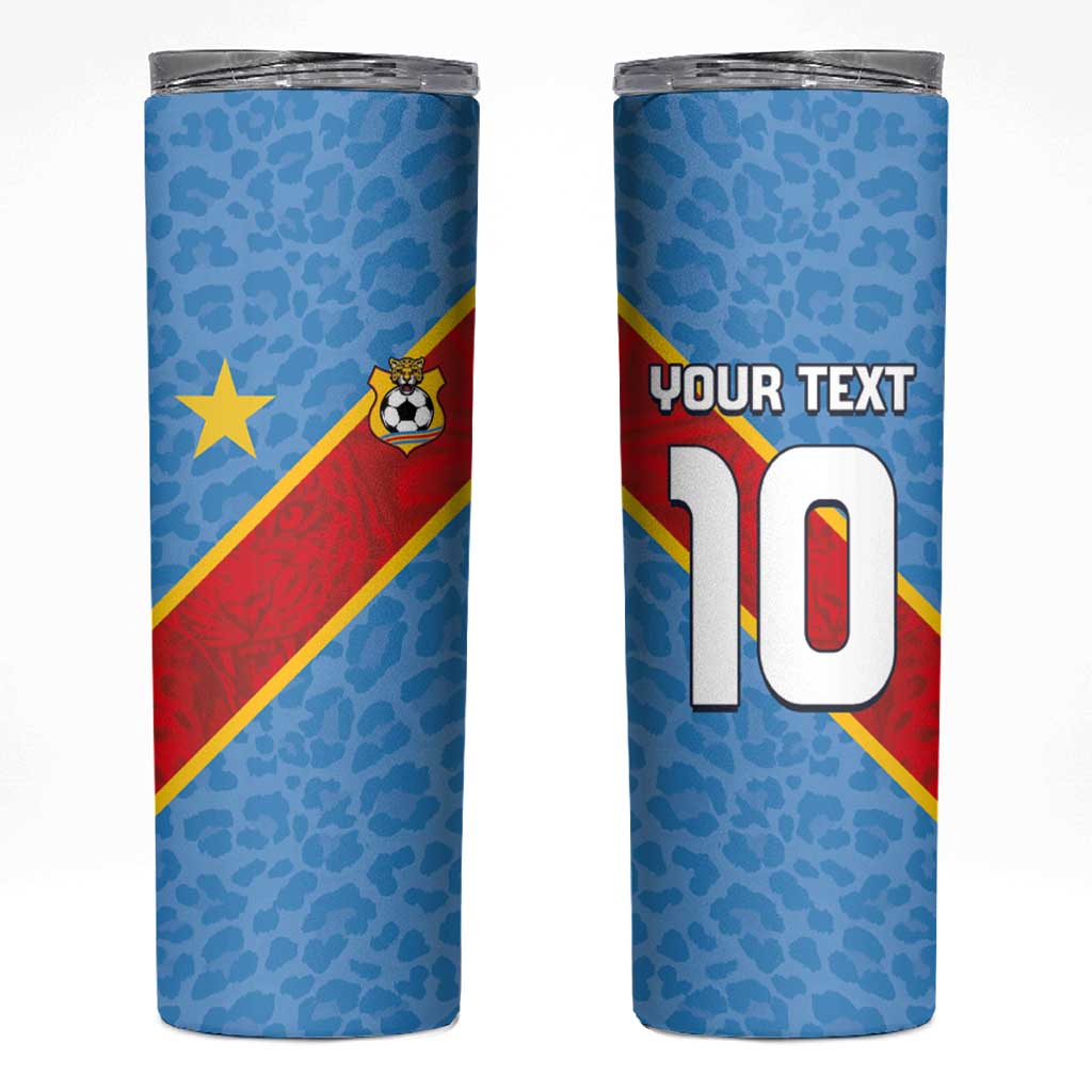 Custom DR Congo National Football Skinny Tumbler Leopards Power - Wonder Print Shop
