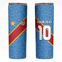 Custom DR Congo National Football Skinny Tumbler Leopards Power - Wonder Print Shop