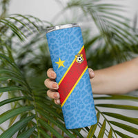 Custom DR Congo National Football Skinny Tumbler Leopards Power - Wonder Print Shop