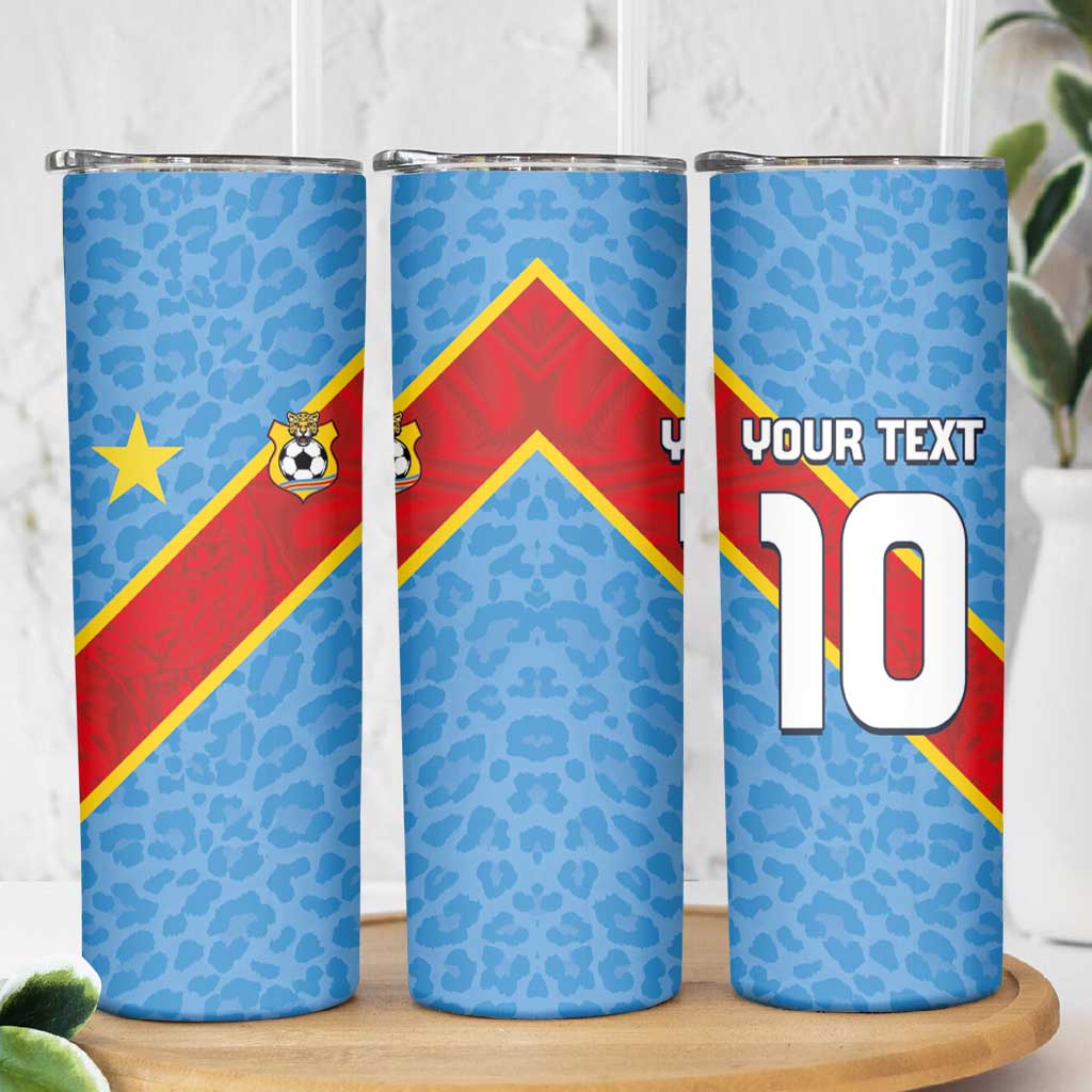 Custom DR Congo National Football Skinny Tumbler Leopards Power - Wonder Print Shop