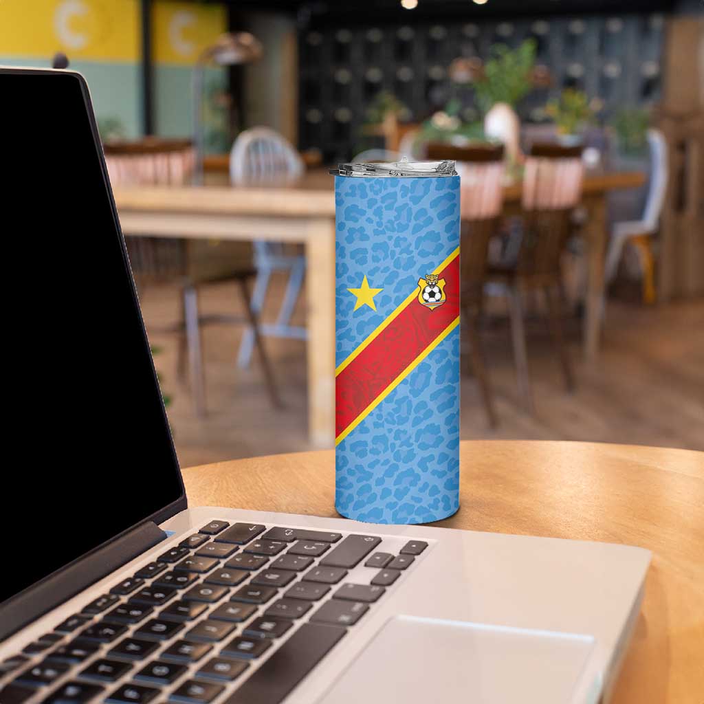 Custom DR Congo National Football Skinny Tumbler Leopards Power - Wonder Print Shop