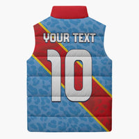 Custom DR Congo National Football Sleeveless Puffer Jacket Leopards Power - Wonder Print Shop