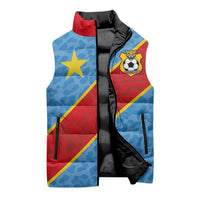 Custom DR Congo National Football Sleeveless Puffer Jacket Leopards Power - Wonder Print Shop