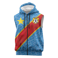 Custom DR Congo National Football Sleeveless Zip Hoodie Leopards Power - Wonder Print Shop