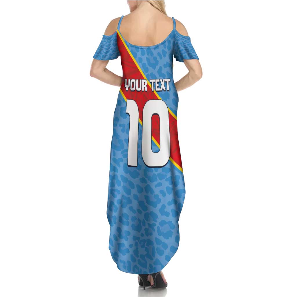 Custom DR Congo National Football Summer Maxi Dress Leopards Power - Wonder Print Shop