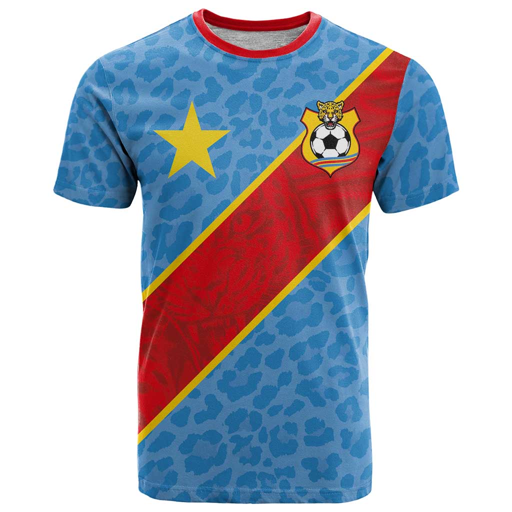 Custom DR Congo National Football T Shirt Leopards Power - Wonder Print Shop