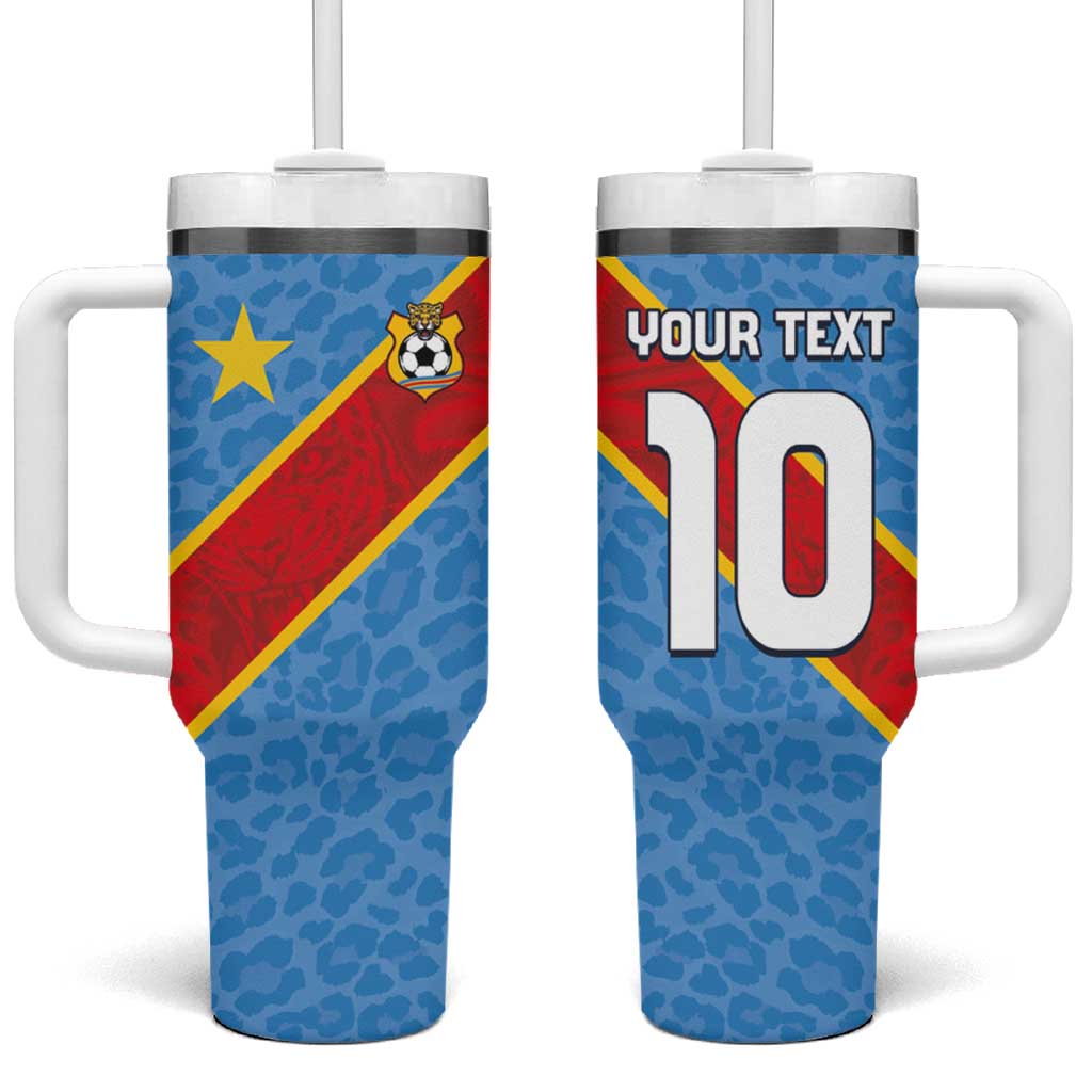 Custom DR Congo National Football Tumbler With Handle Leopards Power - Wonder Print Shop