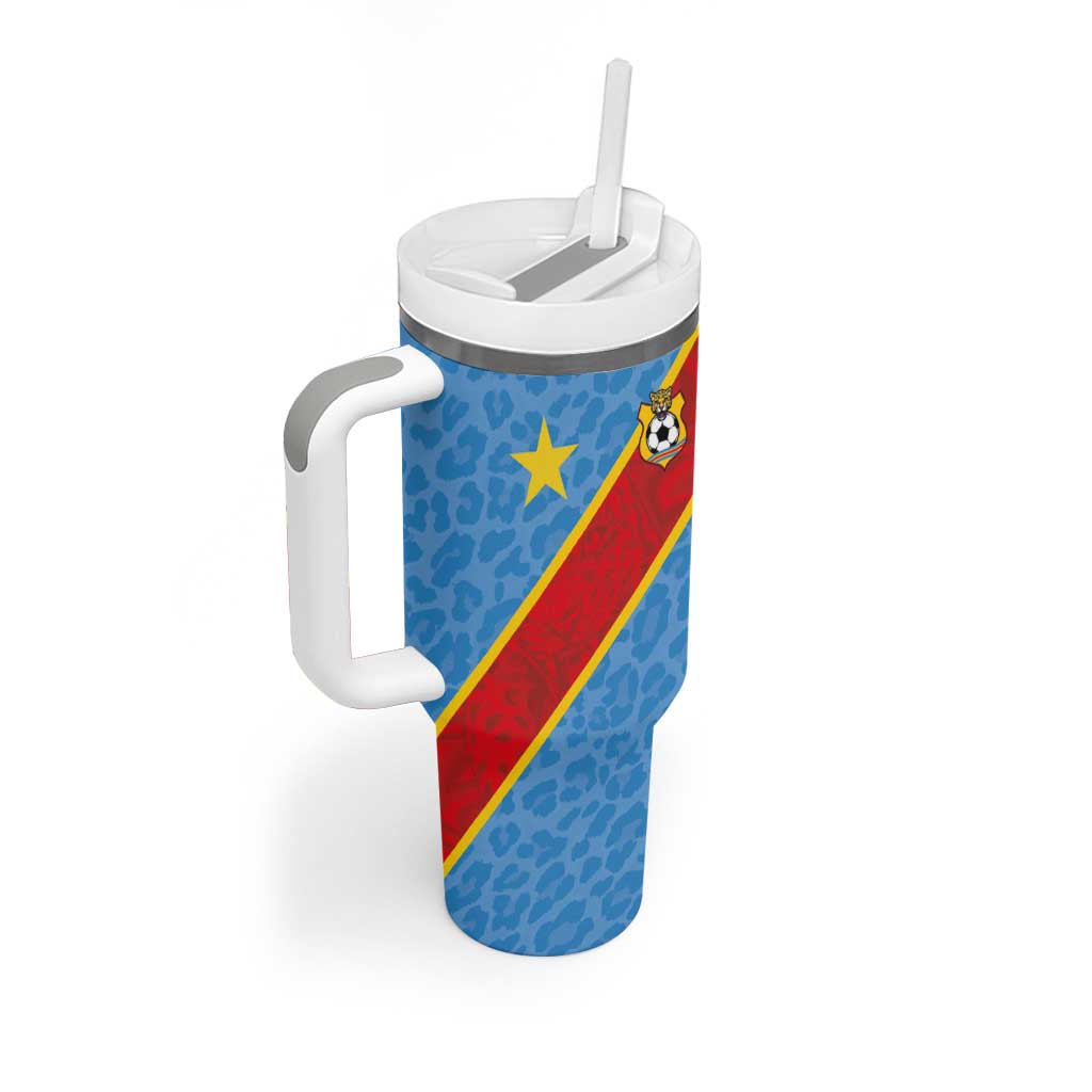 Custom DR Congo National Football Tumbler With Handle Leopards Power - Wonder Print Shop