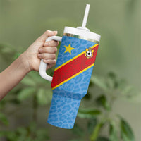 Custom DR Congo National Football Tumbler With Handle Leopards Power - Wonder Print Shop