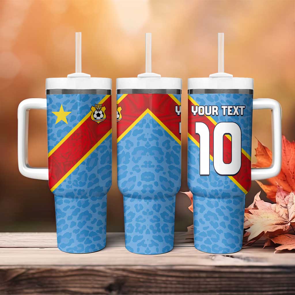 Custom DR Congo National Football Tumbler With Handle Leopards Power - Wonder Print Shop