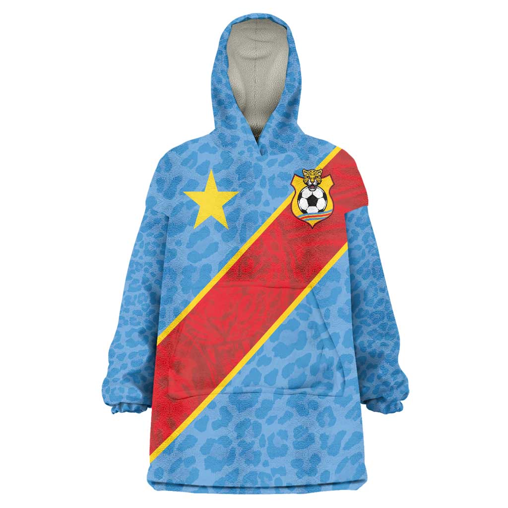 Custom DR Congo National Football Wearable Blanket Hoodie Leopards Power - Wonder Print Shop