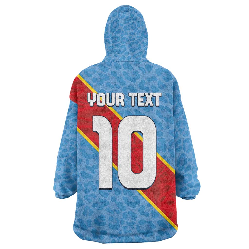 Custom DR Congo National Football Wearable Blanket Hoodie Leopards Power - Wonder Print Shop