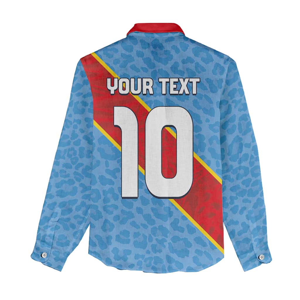 Custom DR Congo National Football Women Casual Shirt Leopards Power - Wonder Print Shop