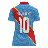 Custom DR Congo National Football Women Polo Shirt Leopards Power - Wonder Print Shop