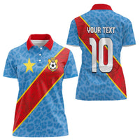 Custom DR Congo National Football Women Polo Shirt Leopards Power - Wonder Print Shop