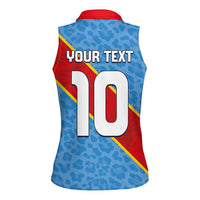 Custom DR Congo National Football Women Sleeveless Polo Shirt Leopards Power - Wonder Print Shop