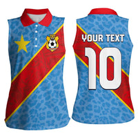Custom DR Congo National Football Women Sleeveless Polo Shirt Leopards Power - Wonder Print Shop