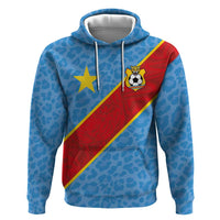 Custom DR Congo National Football Zip Hoodie Leopards Power - Wonder Print Shop